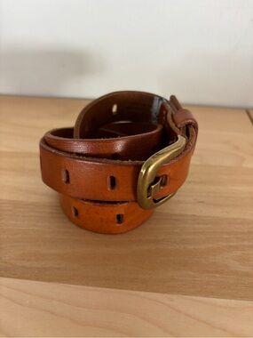 J. Crew Cognac Leather Belt with Brass Buckle